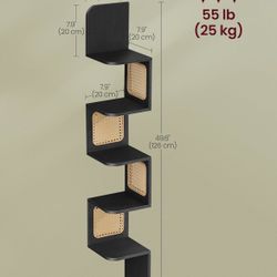 VASAGLE 5-Tier Corner Shelf Wall Mounted Floating Shelf Rattan Sides - Black