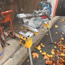 Dewalt Table Saw, Table Saw Stand, Miter Saw Stand (4ft), Makita Miter Saw.