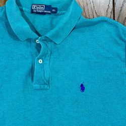 GREEN PURPLE Men’s X-LARGE Ralph Lauren POLO Short Sleeve Collard Collar Button Dress Work Shirt XL