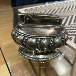Vintage Ronson Crown Antique Table Lighter Silverplate Art Deco