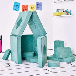 Yourigami Kids Play Fort Modular Sofa Couch Bed Green Meadows