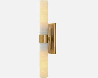23" Antique Brass Wall Sconce with Bronze-Colored Marble - Rust-Resistant Vintage Mirror Lighting for Bathroom & Vanity (Wall Mount).