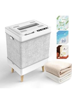 35L Towel Warmer Gift Set – Family-Sized Foldable Design with Window, Dual Safety Shut-Off for Overheat & Tip-Over, 12 Aroma Discs – A Spa-Like Luxury