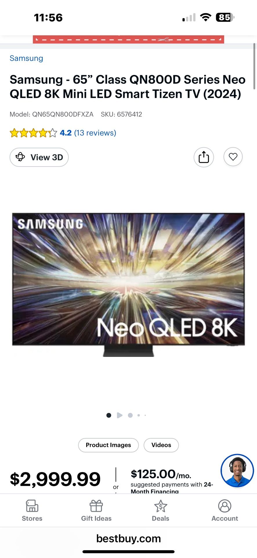 Samsung 65” 8k Qled Tv,
