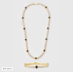 BLACK CLOVER TENNIS CHAIN + BRACELET (GOLD) - 4MM