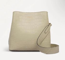 Radley London Beige Croc-Embossed Shoulder Bag Zip, Detachable Strap, Pockets