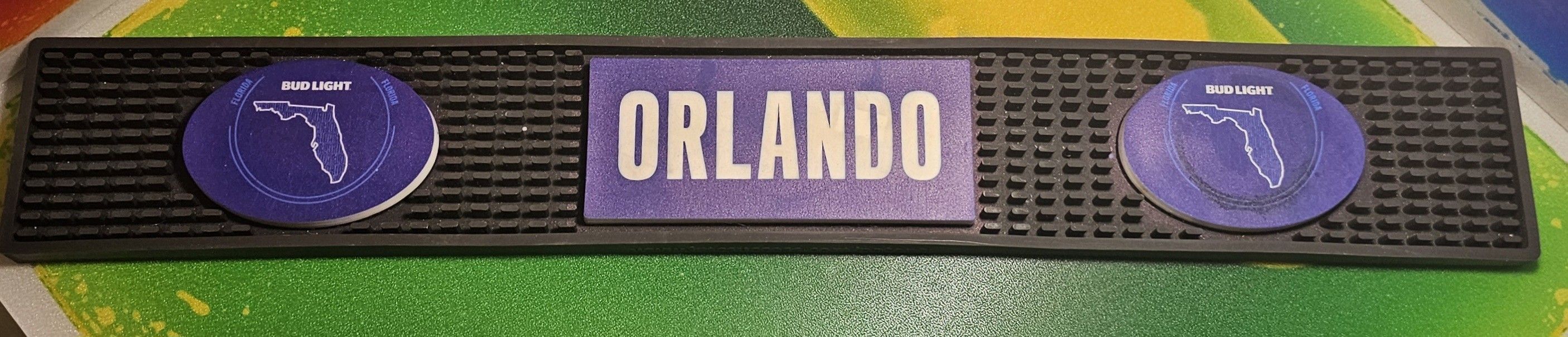 Custom Bud Lite Orlando Fl, Rubber Bar Mat Runner 3 1/2” x 23 3/4”