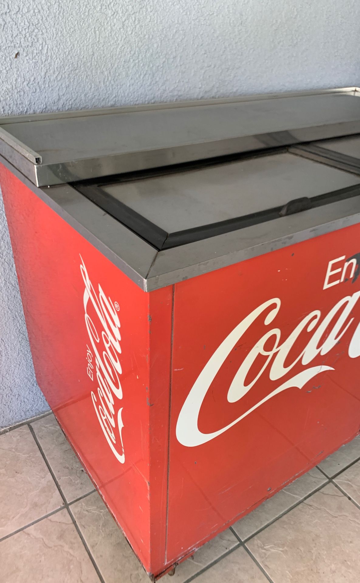 Vintage Coca Cola Rectangle 50" Long Double Slide Top Beverage Soda