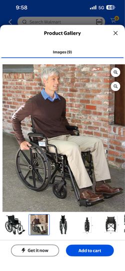 Equate Wheelchair With Large 20” Padded Seat, Removable Swing-Away Footrests, Foldable, Black