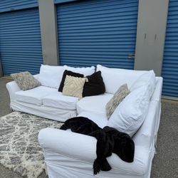 FREE DELIVERY- 3 Piece Pottery Barn White Sectional 