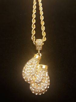Boxing Gloves Designer rope chain with stones 20"