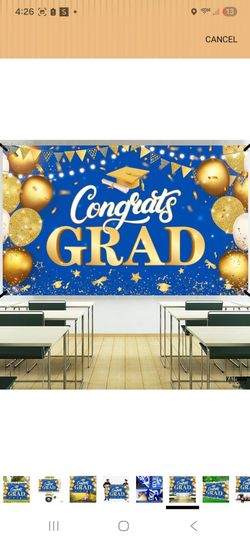 Graduation Backdrop with gold balloon boxes
