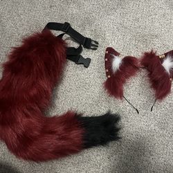 🦊 Red Fox Ears & Tail Set with Beads – Cute, Playful, and Stylish! ✨ 