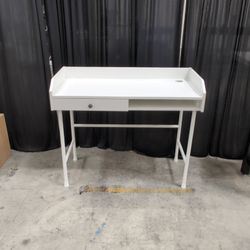 IKEA-White Minimalist Single-Drawer Desk with Cable Management