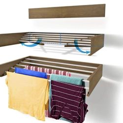 Step Up Laundry Drying Rack (28-INCH Wide - Wood-Look), Wall Mounted,