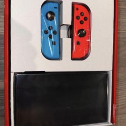 Nintendo Switch OLED with Neon Blue and Neon Red Joy‑Con