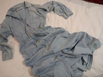 Zara Light Blue Denim Button-Down Dress