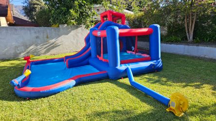 Sunny & Fun 2-in-1 Bounce & Blast Inflatable Water Slide Park & Bounce House