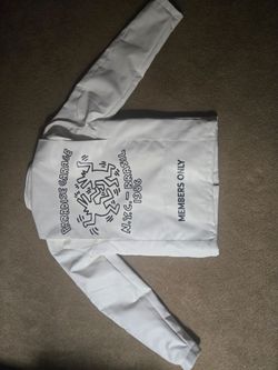 1975 White Leather Members Only x Keith Haring Small