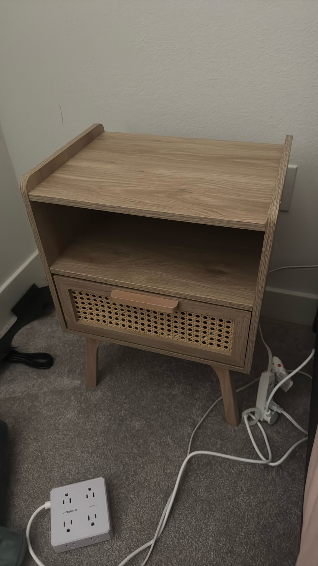 Wood Nightstand with Drawer – Like New