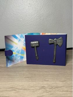 Marvel Thor Love and Thunder Pins, Mjolnir and Stormbreaker.
