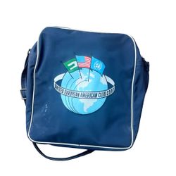 Vintage Overseas National Airways ONA Blue Vinyl Travel Tote Zipper Bag w/ Strap