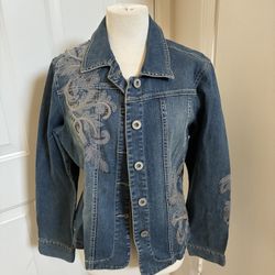 Women’s Embroidered Denim Jeans Jacket REBA Large