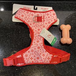 Merry & Bright Comfort Dog Vest Harness Candy Cane Pink Red Size XL Plus Dog Toy