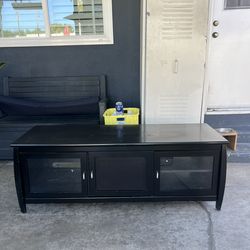 Black TV Stand Credenza Entertainment Center