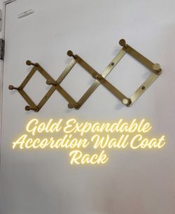 Gold Expandable Accordion Wall Coat Rack