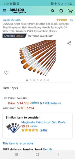 DUGATO Artist Filbert Paint Brushes Set 13pcs