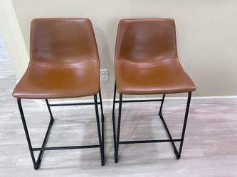 Counter Height Bar Stools – Set of 2 – Whiskey Brown