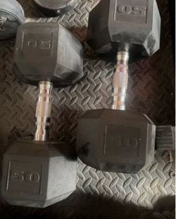 50 lb Rubber Hex Dumbbells Pair