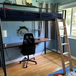 Bunk bed With Desk, Chair , Mattress 