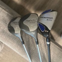 3 USED Golf Clubs - 1 Wood, 3 Wood, 3/4 Hybrid
