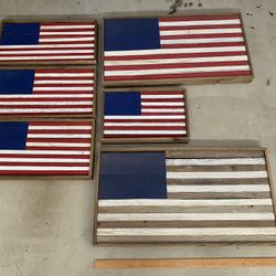 Wood American Flags