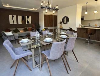 Glass Top Dining Table with 6 Chairs