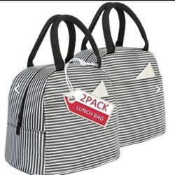Lunch Bag 2 Pack Reusable Insulated Lunch Box Tote Bags-Lunch Container Organizer Cooler Bento Bag for Work,Travel,Picnic