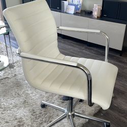 White Leather Desk Chair - BEAUTIFUL LIKE NEW