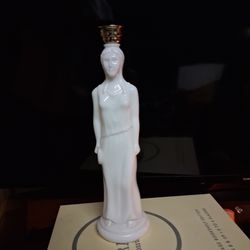Vintage 1969 Avon White Milk Glass Classic Greek Lady Figural Empty Bottle