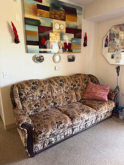 Couch with storage and two chairs