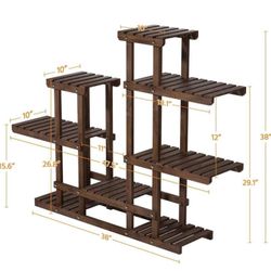 6 Tier Plant Stand Indoor Outdoor Flower Pots Holder Window Plant Shelf Unit Multiple Plants Display, Brown