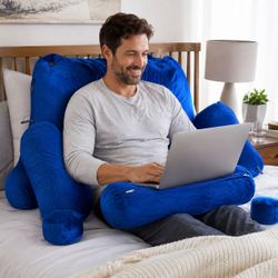 Navy blue plush reading pillow