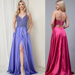 New With Tags Satin & Sequin Long Formal Dress & Prom Dress $175