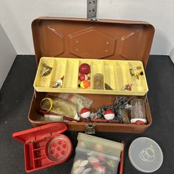 Vintage Metal Tackle Box Fall Salmon/ Steelhead #P