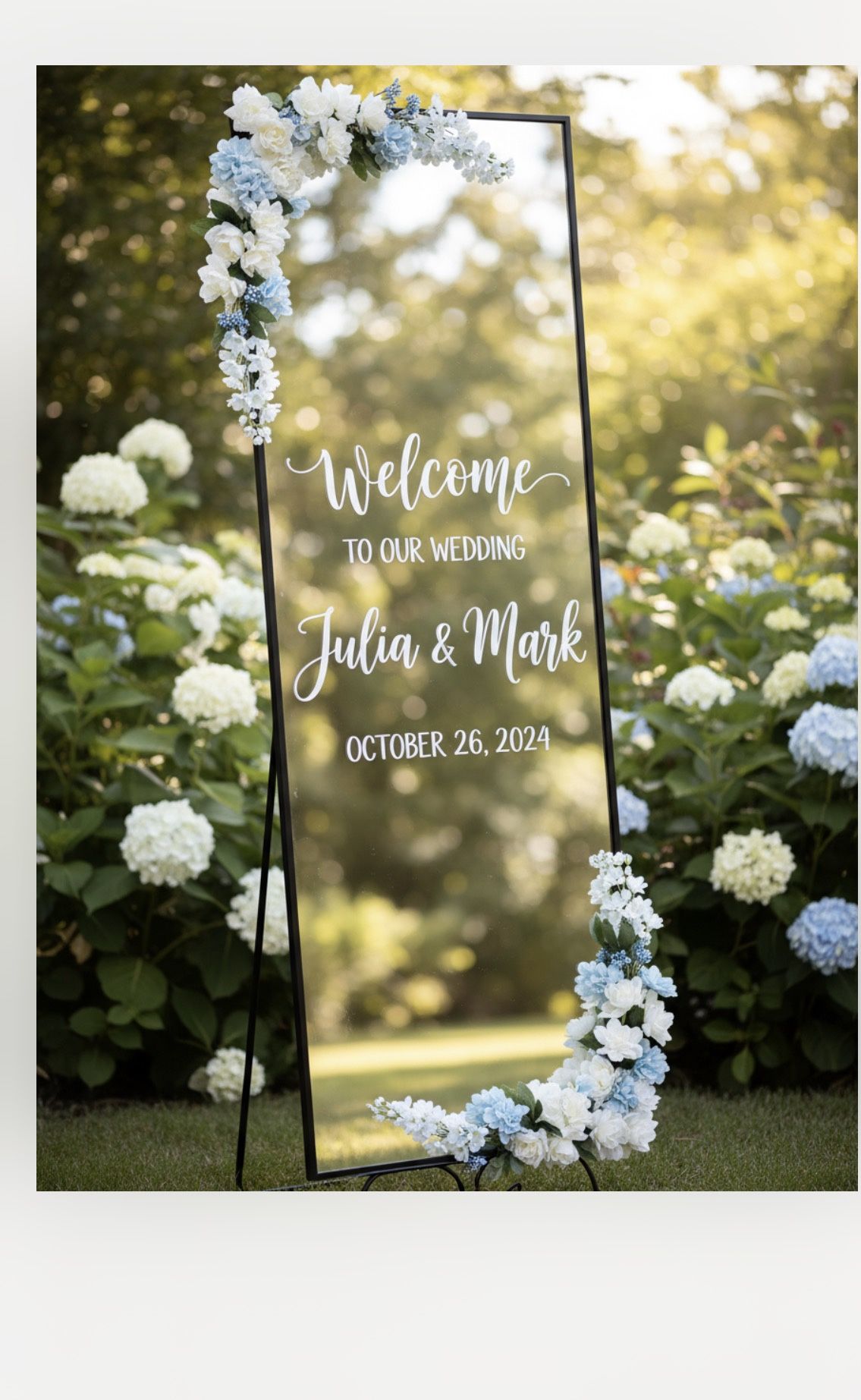 Wedding Welcome Mirror Decor - Elegant Mirrored Sign with “Welcome” Lettering - Perfect for Events