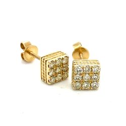 10k Gold Diamond Earrings Small Raised Box .45ctw 140271 3