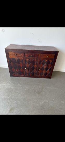 Mid century teak diamond pattern dresser