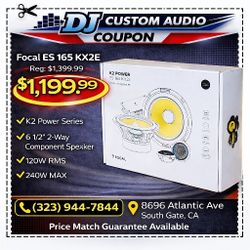 Focal K2 Power Series ES 165 KX2E 6 1/2" 2-Way Component Speaker System 240 Watts 🚨 Payment Options Available 🚨 No Credit Needed 🚨 