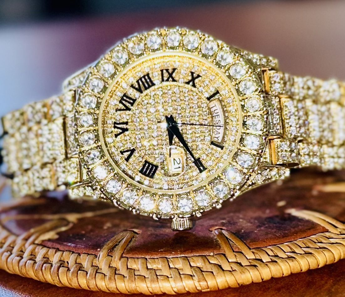 White Sapphire Gold Plated Watch